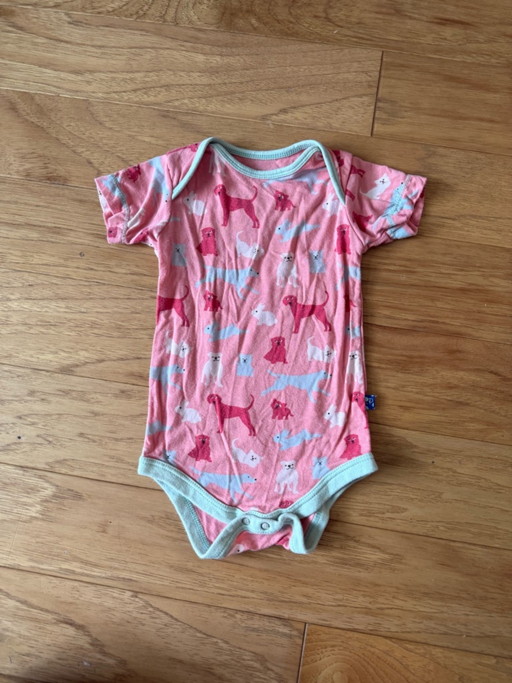 Kickee Pants Coral Pink Dog Print Short-Sleeve One-Piece